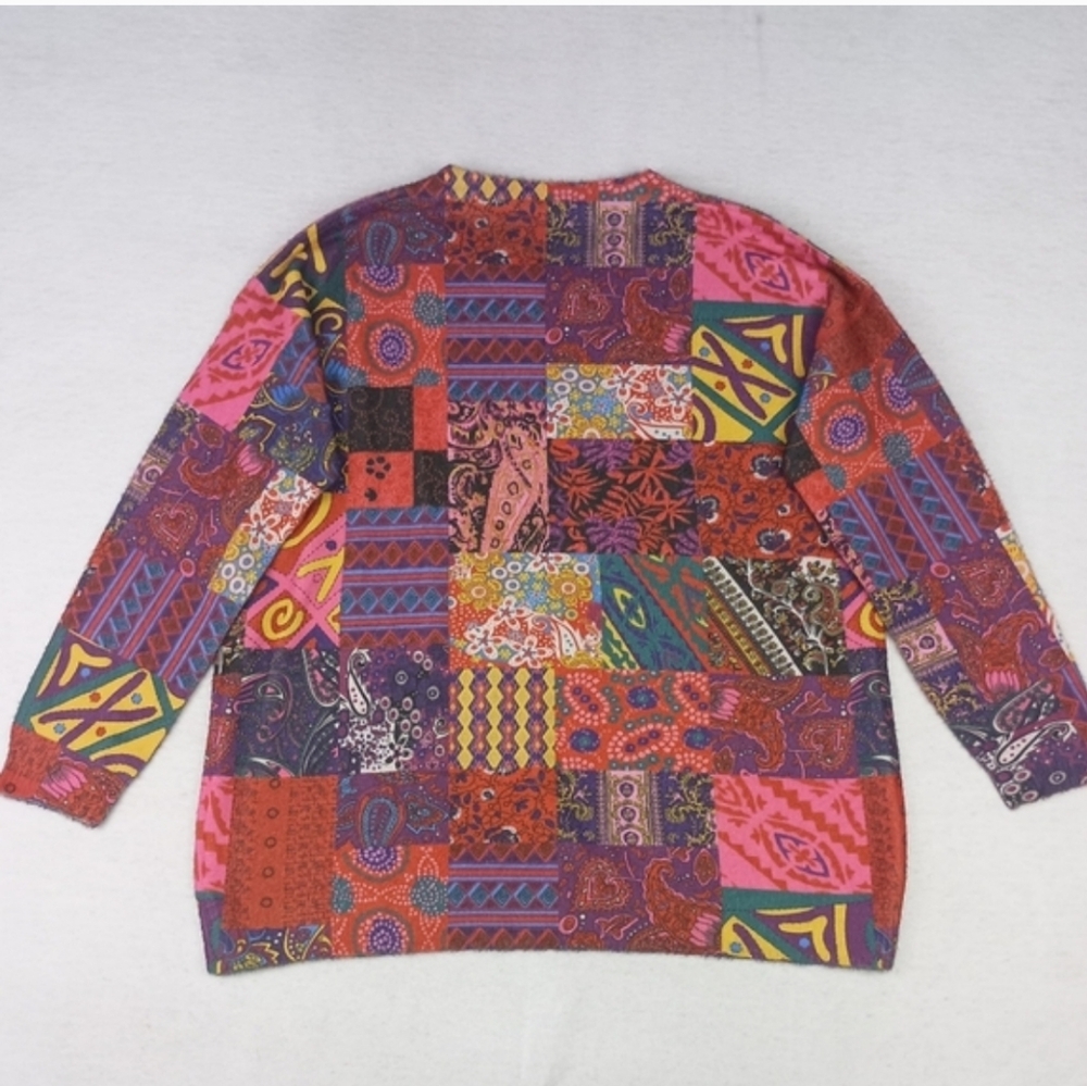 New Boho Colorful Patchwork Wool Blend Sweater Si… - image 3